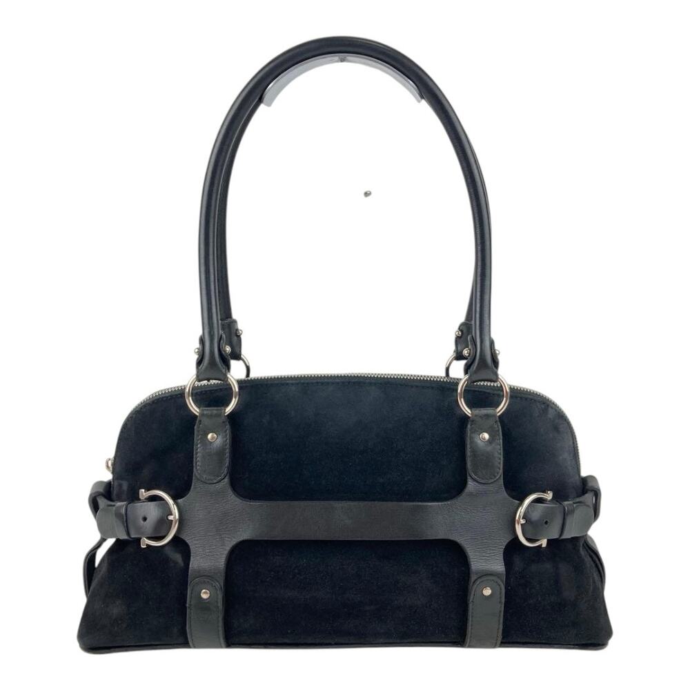 Ferragamo Black Suede & Leather Handbag